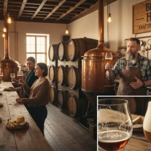 Brygger forklarer ved træbar